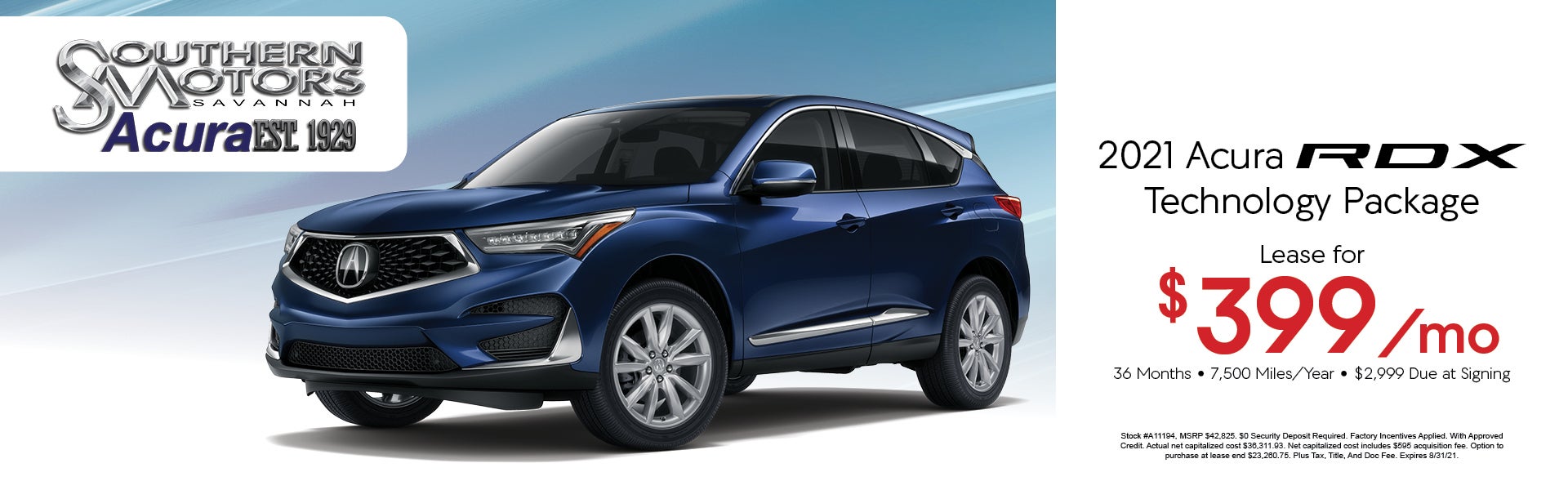 2021 Acura RDX Tech Package at Southern Motors Acura in Savannah GA